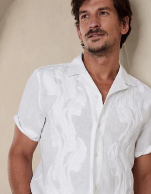 Botanica Embroidered Linen Resort Shirt white
