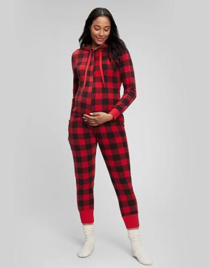 Maternity Flannel One-Piece red