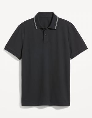 Tipped-Collar Classic Fit Pique Polo black