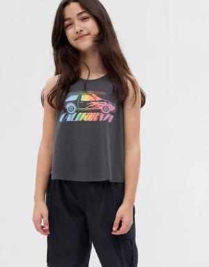 Kids Organic Cotton Graphic Tank Top gray