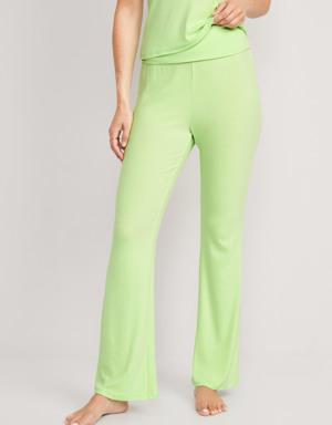 Mid-Rise UltraLite Foldover-Waist Flare Lounge Pants for Women green