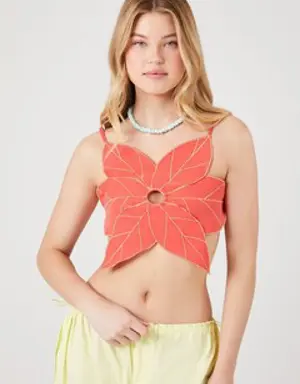Forever 21 Poinsettia Backless Cami Cayenne/Multi