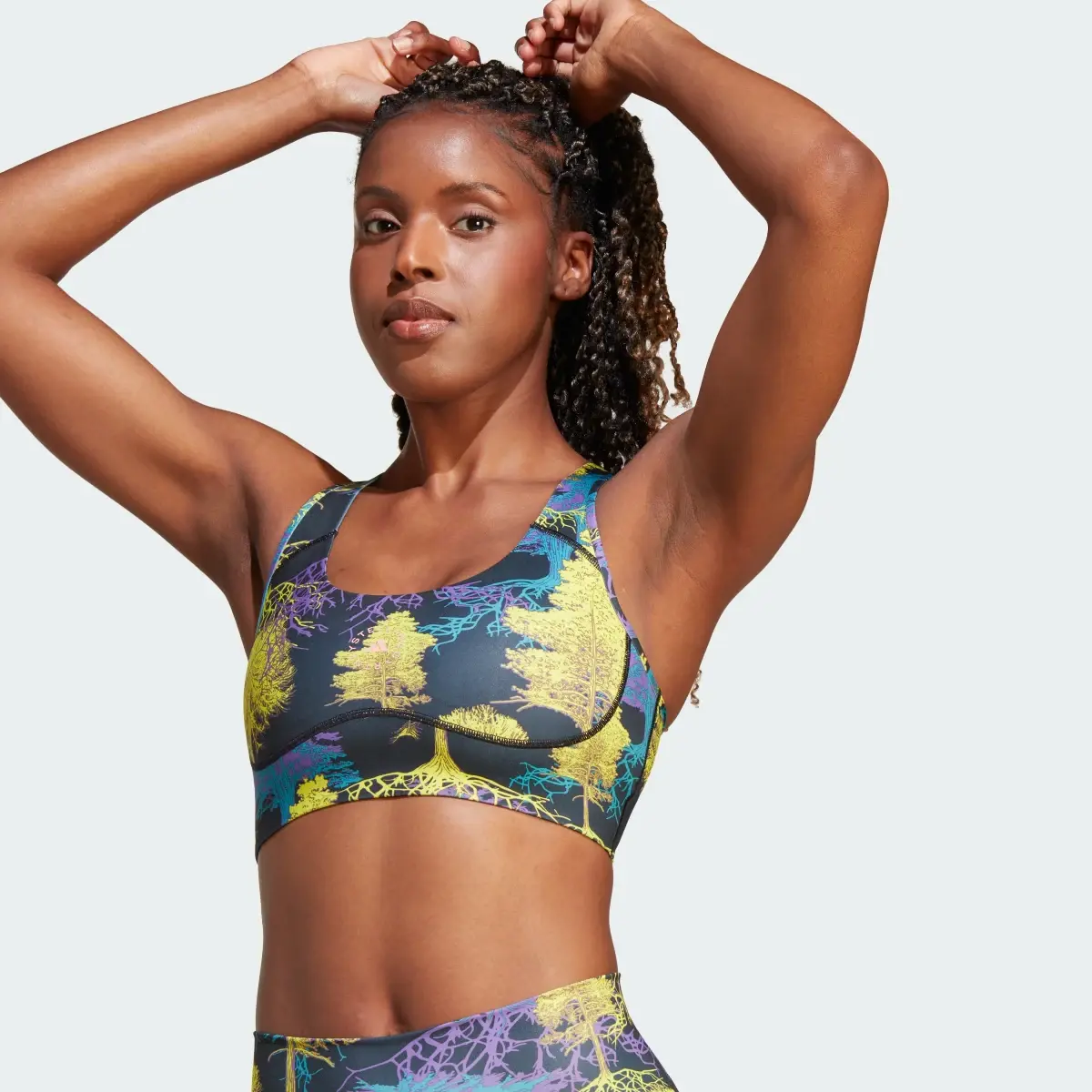 Adidas by Stella McCartney TruePurpose Power Impact Medium-Support Printed Training Bra. 1