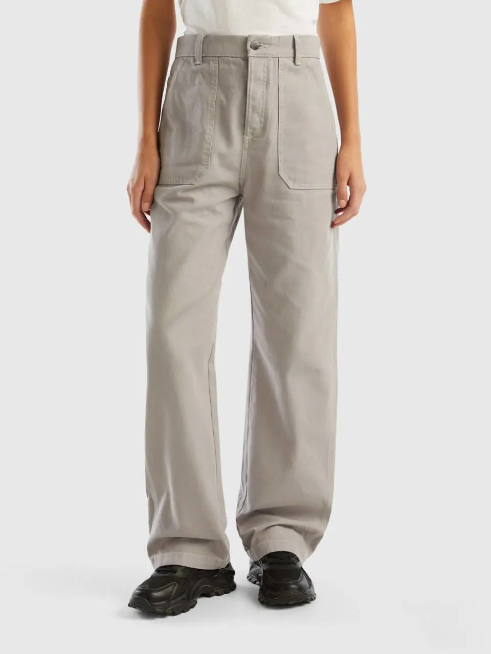 Benetton straight-leg trousers in cotton canvas. 1