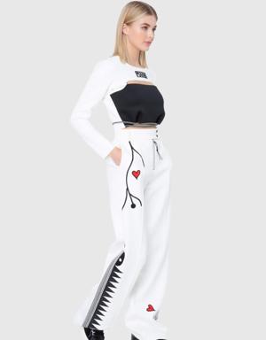 Scuba Crop Top With White Cut-Out Collar