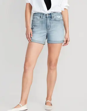 High-Waisted OG Cuffed Jean Shorts for Women -- 5-inch inseam blue