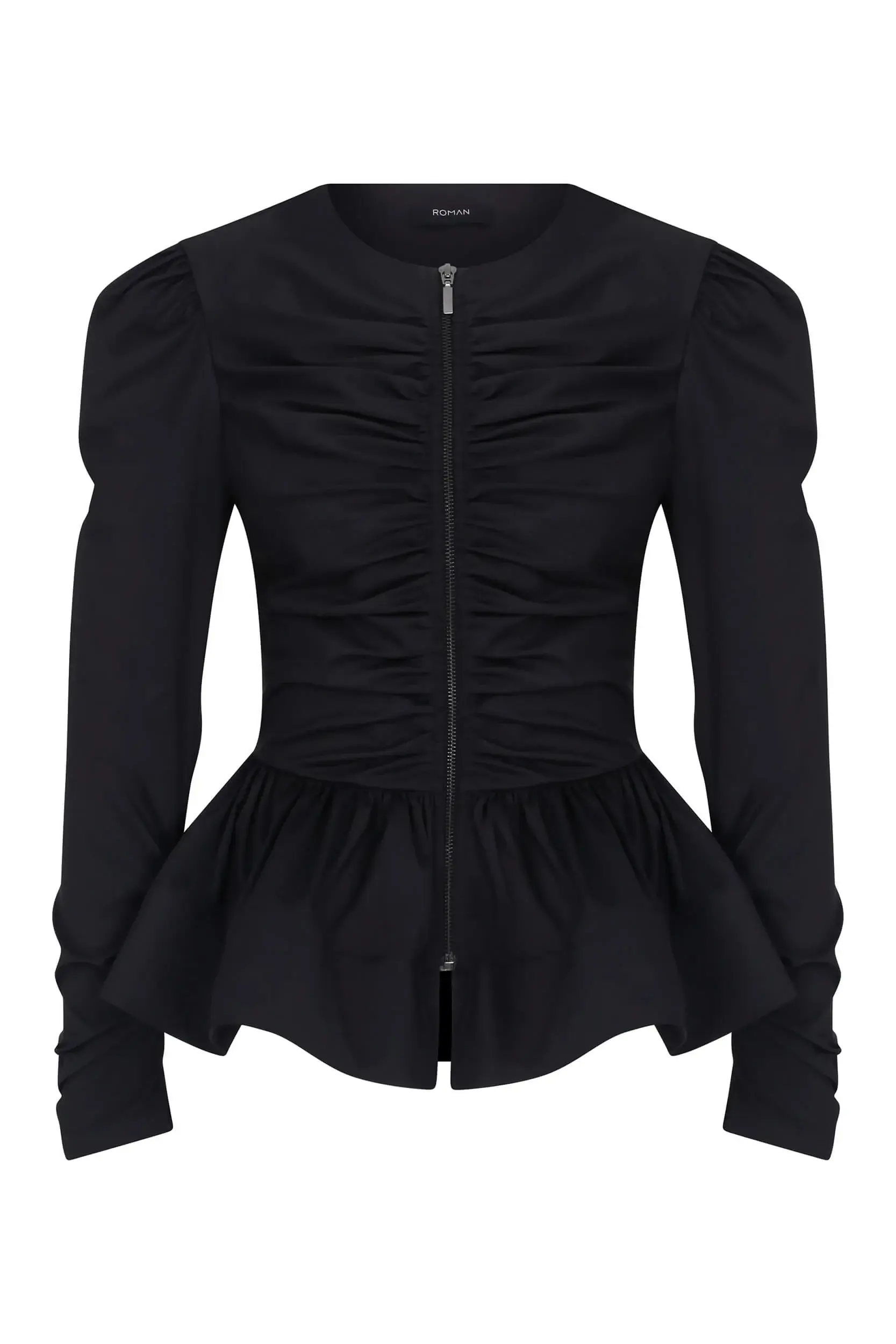 Roman Fitted Peplum Jacket - 2 / BLACK. 1