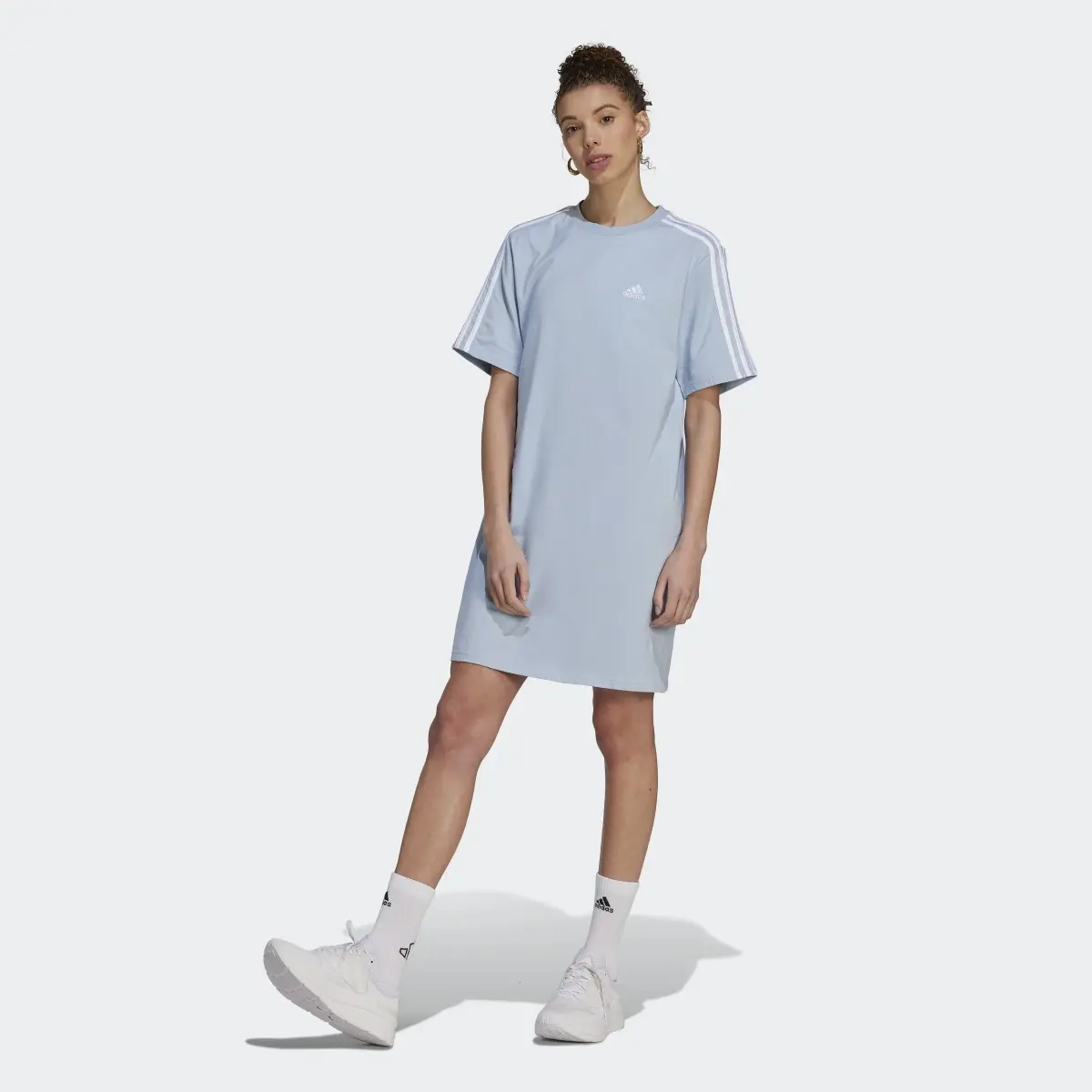 Adidas Essentials 3-Stripes Single Jersey Boyfriend Tee Dress. 2