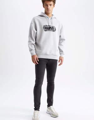 Marvel Oversize Fit Kapüşonlu İçi Yumuşak Tüylü Sweatshirt