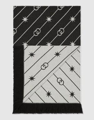 Diagonal Interlocking G stars wool blanket