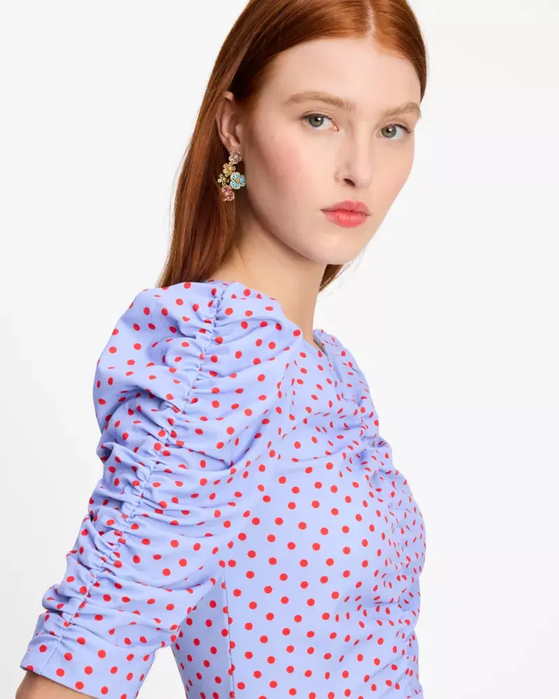 Kate Spade Spring Time Dot Ruched Top. 1