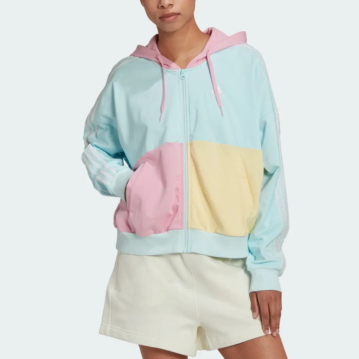 Adidas Essentials 3-Stripes Colorblock Full-Zip Hoodie. 1