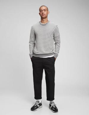Mainstay Striped Crewneck Sweater gray