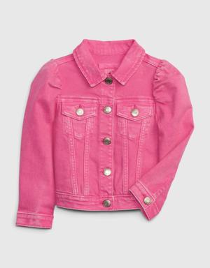 &#215 Barbie&#153 Toddler Puff Sleeve Icon Denim Jacket with Washwell pink