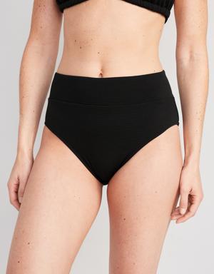 Old Navy High-Waisted Pucker Classic Bikini Swim Bottoms black