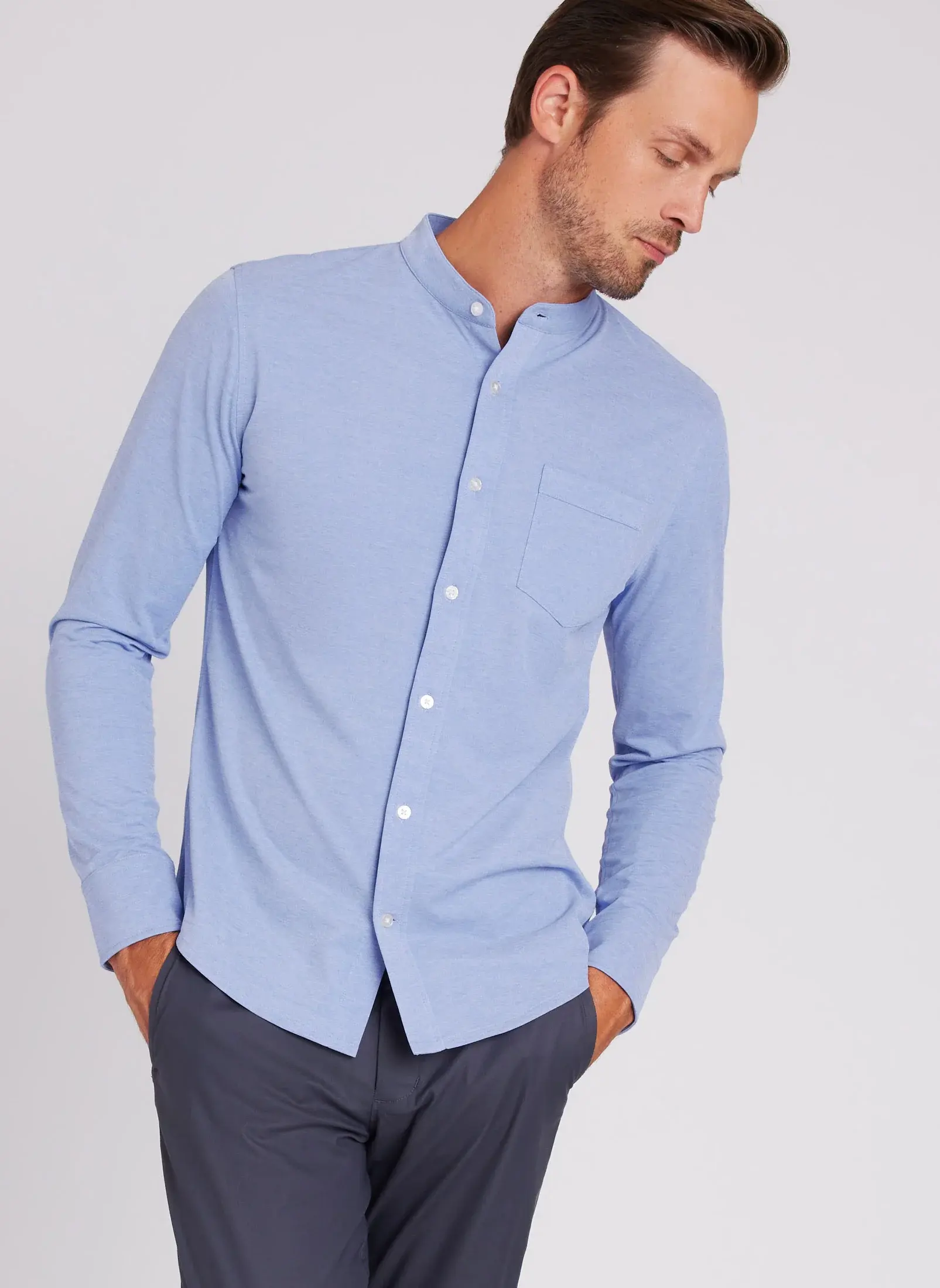 Kit And Ace City Tech Collarless Shirt Standard Fit. 1