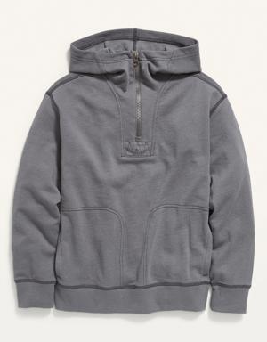 Quarter-Zip Utility Pullover Hoodie for Boys gray