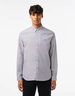 Lacoste Camisa de hombre regular fit en algodón de rayas
