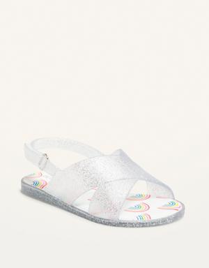 Old Navy Cross-Strap Jelly Sandals for Toddler Girls clear