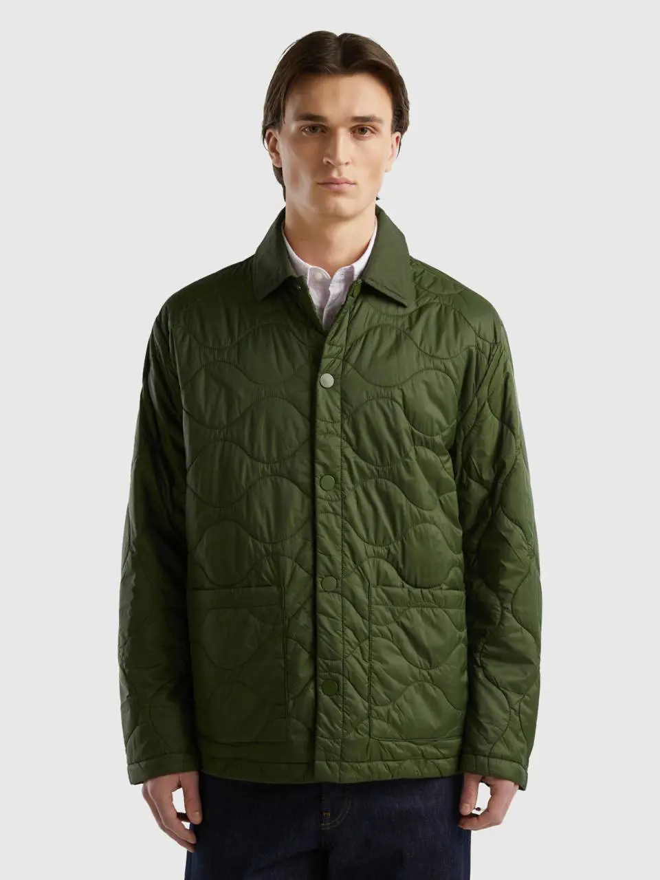 Benetton quilted jacket with collar. 1