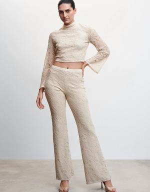Lace flare trousers