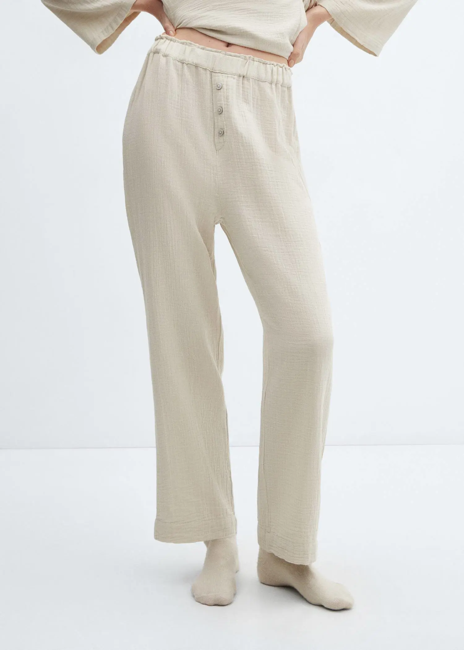Mango Cotton gauze pyjama trousers. 1