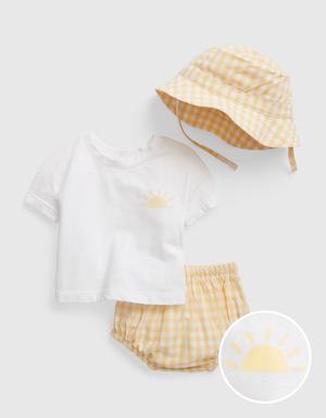 Gap Baby Gingham Three-Piece Outfit Set yellow