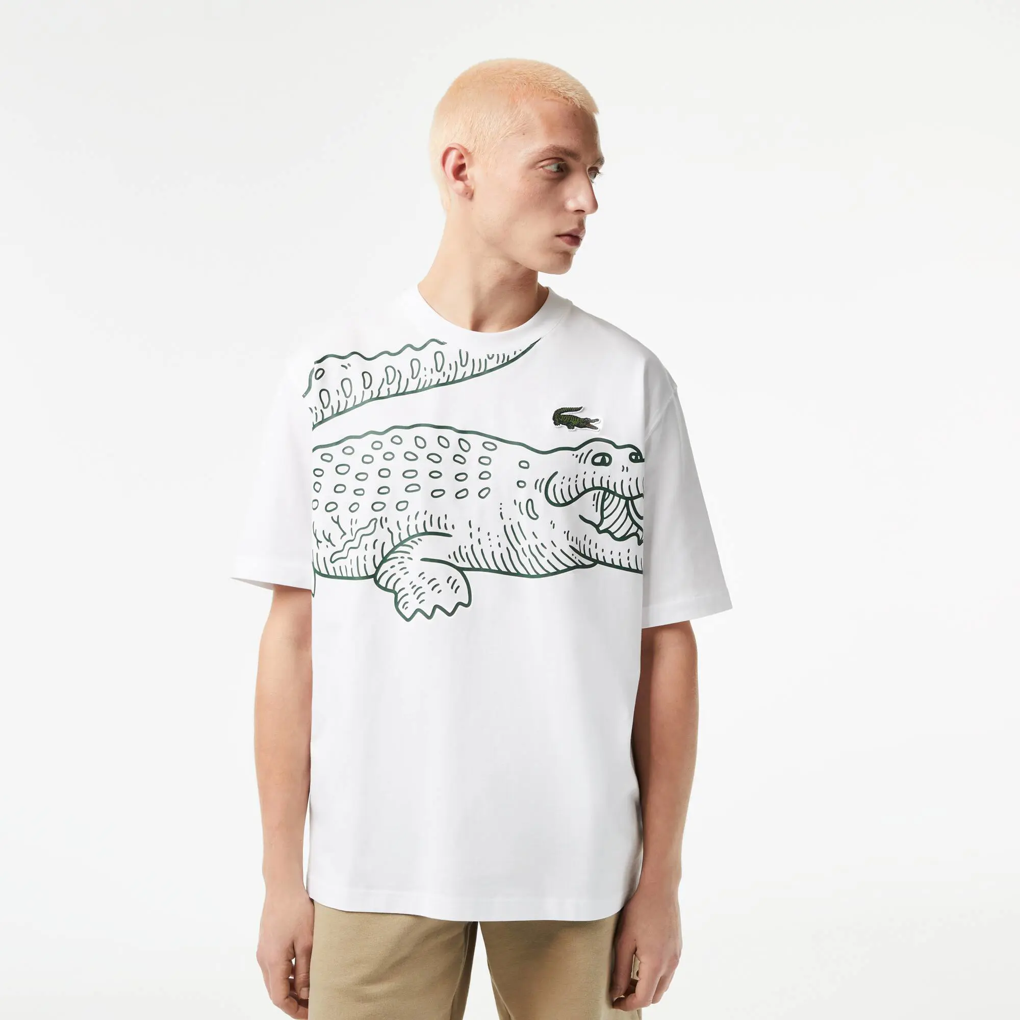 Lacoste Camiseta de hombre Lacoste loose fit con cuello redondo y estampado de cocodrilo. 1