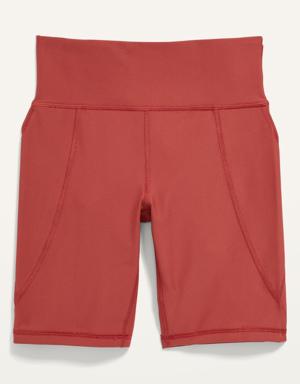 High-Waisted PowerSoft Side-Pocket Biker Shorts for Girls red