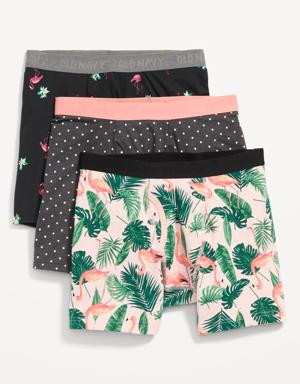 Printed Built-In Flex Boxer-Brief Underwear 3-Pack for Men -- 6.25-inch inseam pink
