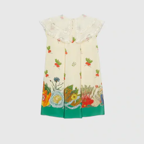 Gucci Children's GG floral and fruit silk dress. 2