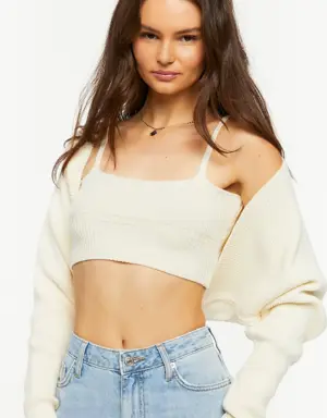 Forever 21 Cropped Cami &amp; Cardigan Sweater Set Ivory
