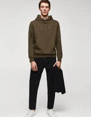 Cotton kangaroo-hooded sweatshirt