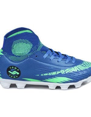 28365 Saks Mavi - Yeşil Çim - Halı Saha Çoraplı Krampon Futbol Ayakkabısı