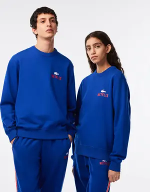 Unisex Lacoste x Netflix Crew Neck Print Back Sweatshirt