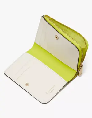 Ava Colorblocked Pebbled Leather Zip Bifold Wallet