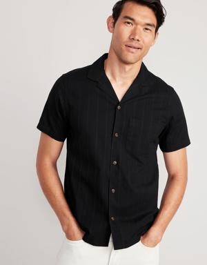Old Navy Short-Sleeve Textured-Dobby Camp Shirt for Men black