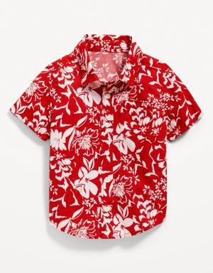 Matching Short-Sleeve Printed Poplin Shirt for Toddler Boys red