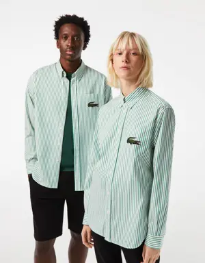 Lacoste Camisa unisex relaxed fit en algodón con cocodrilo de gran tamaño