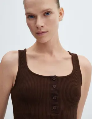 Mango Buttoned ribbed top