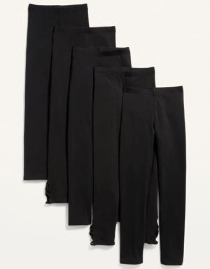 Full-Length Built-In Tough Leggings 5-Pack for Girls black