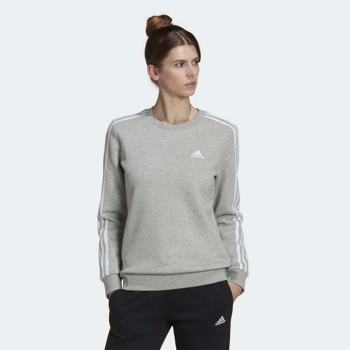 Adidas Essentials 3-Stripes Fleece Sweatshirt. 2