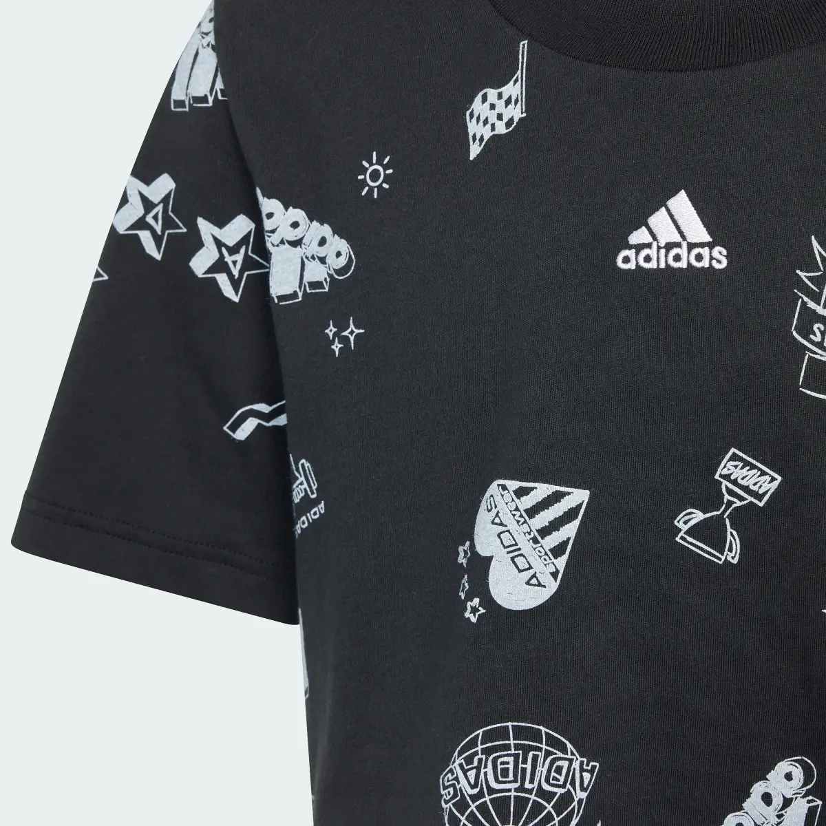 Adidas Brand Love Allover Print Crop T-Shirt Kids. 3