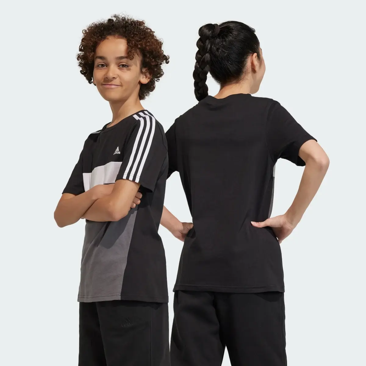 Adidas Playera Tiberio 3 Franjas Colorblock de Algodón para Niños. 2