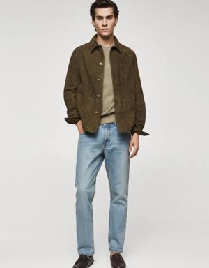 Suede overshirt with pockets