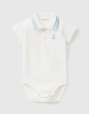 bodysuit polo in organic cotton