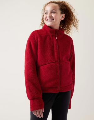 Athleta Girl So Toasty Tugga Sherpa Jacket red