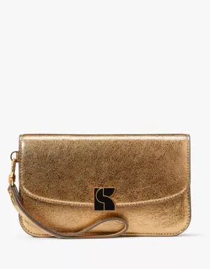 Dakota Crinkle Metallic Flap Wristlet