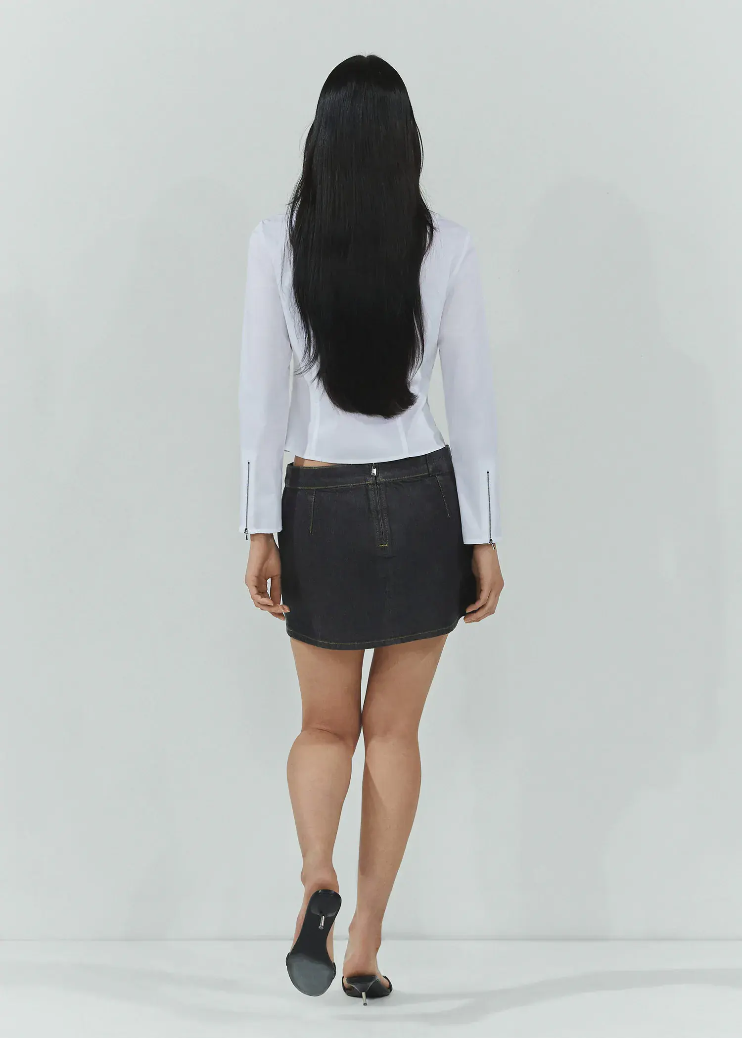 Mango Foil denim mini skirt. 3