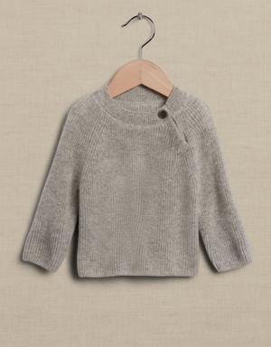 Cashmere Ribbed Sweater for Baby gray